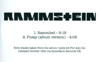 [2009] Pussy / Rammlied (UK Promo)